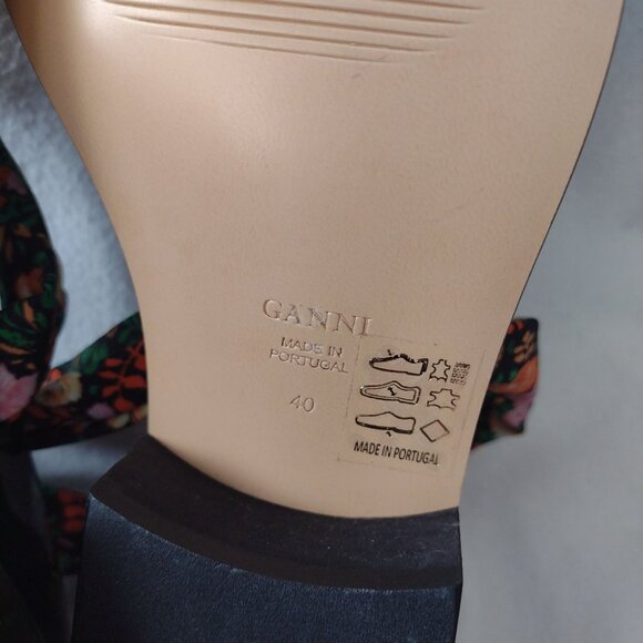 Ganni Lilou Patent Leather Floral Wrap Ballet Flats 40 NEW Black Loafers 9.5 - Picture 10 of 12